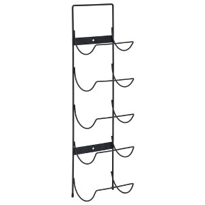 vidaXL Wall Mounted 5-Bottle Wine Rack - Sturdy Black Iron Design - Stylish & Functional Display - Ideal Gift for Wine Lovers - 1 of 4