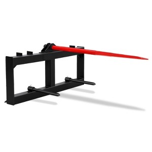 TROPOW 49" Hay Spear Attachment (3000LB Capacity) ¨C Red Main Spear + 2 Black Stabilizers for Skid Steer/Bobcat Loaders - 1 of 4