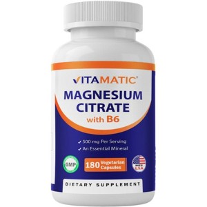 Magnesium Citrate 500mg per Serving 180 Vegetarian Capsules - 1 of 4