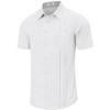 Men's Cotton Linen Shirt Short Sleeve Cuban Guayabera Casual Summer Beach Button Down Shirts With Pocket - 2 of 4