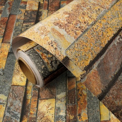 Vintage Multi-Colored 3D Rustic Tiles Wallpaper Peel & Stick Vinyl Waterproof Self Adhesive (Covers 36 Sq.ft.)