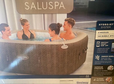 Bestway Saluspa Airjet Inflatable Square Hot Tub With 140 Soothing Jets, 4  Underwater Non-slip Seat & 2 Padded Headrest Pillow : Target