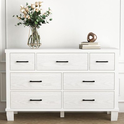 7 Drawer Dresser for Bedroom, Modern Chests of Drawers, Wooden Double Dresser with Drawers, 33 Lbs Load Capacity