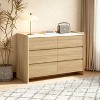 LuxenHome 47.2” Hazel Oak 6-Drawer Dresser with Raised Sides, Faux Marble Top, Durable Manufactured Wood Brown - 4 of 4