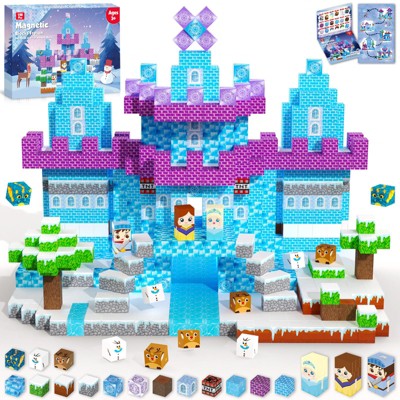 Angel Sar 150-Piece Magnetic Building Blocks, Princess Castle Set, STEM Sensory Toys, Stacking Magnet Cubes for Kids Ages 3-10, Birthday Gifts