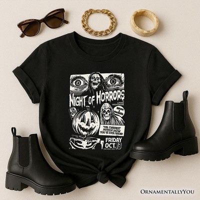 Night of Horrors Retro Halloween T-Shirt, Vintage Poster Tee for Spooky Season Fans| OrnamentallyYou