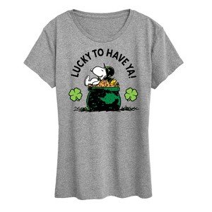 Women's - Peanuts - Lucky To Have Ya Short Sleeve Graphic T-Shirt - 1 of 4