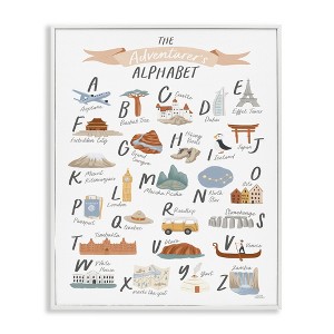 Stupell Industries The Adventurer's Alphabet Landmark ABC Illustrations Explore Motivation Framed Giclee Art, White, 24" x 30" - 1 of 4