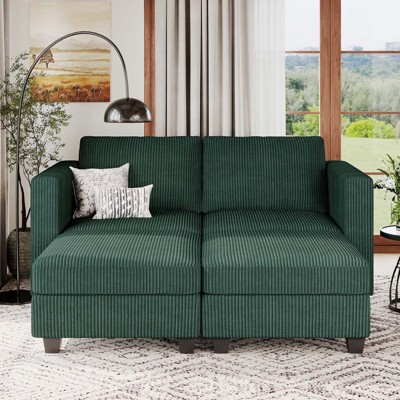 Belffin Modular Small Sectional Sofa Corduroy Sleeper Sofa with Storage Modern Couch for Living Room