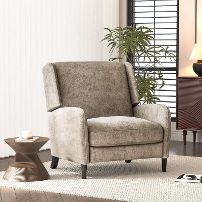 CAVINAS Textured Fabric Accent Chair with High Backrest,Modern Upholstered Push Back Recliner Chair,Reading Chairs for Living Room