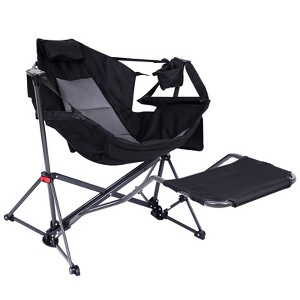 Portable Hammock Chair, Rocking Chair with Footrest, Lightweight Swing Chair with Cup Holder & Pocket for Camping & Backyard Relaxing (1 Pack) - 1 of 4