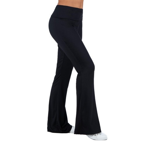 Black Bell Bottom Foldover Waist Sweatpants-Black-S