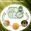 BRINJOY 24-Piece Wheat Straw Cutlery Set - Unbreakable, comes with divided plates, bowls, cups and cutlery, BPA-free, microwave and dishwasher safe - 3 of 4