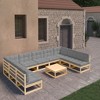 vidaXL 10 Piece Patio Lounge Set with Cushions Solid Wood Pine - Natural With Cushion - 2 of 4
