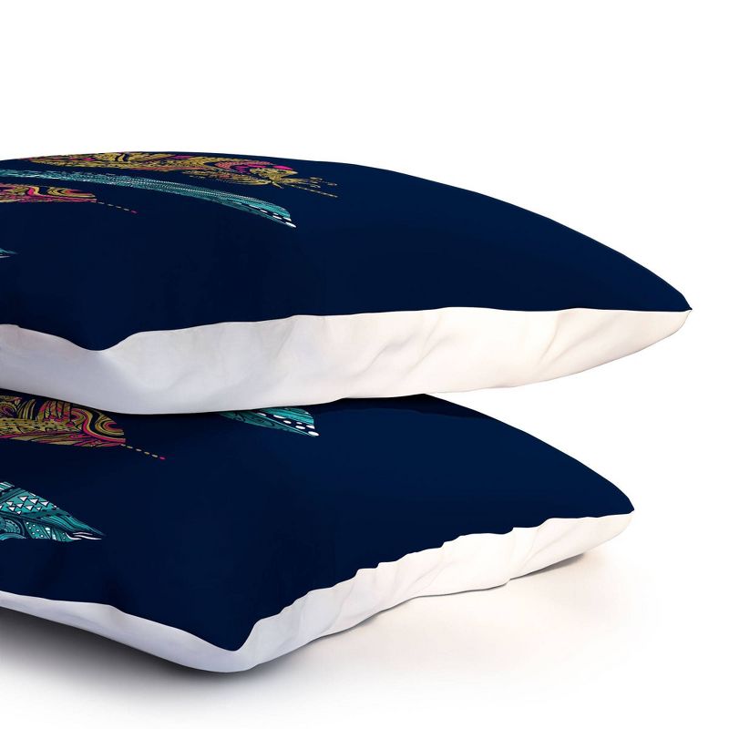 Stephanie Corfee Doodle Feather ColleCountion Pillow Sham Standard Navy - Deny Designs, 5 of 6