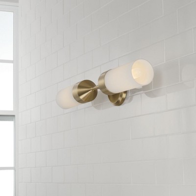 Matte Brass and Soft White Glass 2-Light Wall Sconce