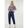 Slickblue Women's Wide Leg Pants, High Waist Dress Style with Buttons, 100% Polyester, Pomegranate/Denim, Size S-L - 2 of 4