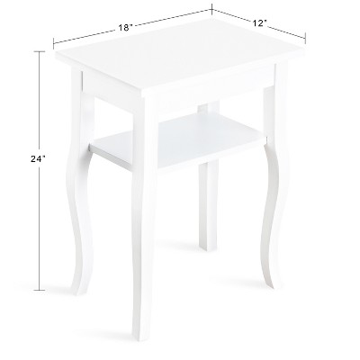 Lillian White Wood End Table with Shelf
