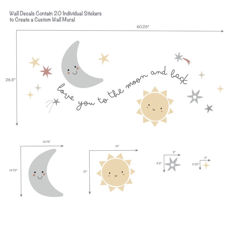 Bedtime Originals Little Star Celestial Moon & Stars Wall Decal/Stickers, 2 of 5