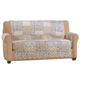 Collections Etc Tonal Floral Patchwork Scalloped Edge Furniture Cover - 1 of 3