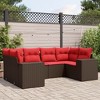 vidaXL 6 Piece Garden Sofa Set with Cushions Brown and Red Poly Rattan - 2 of 4