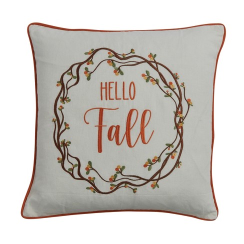 Fall Leaves Embroidered Pillow Cover