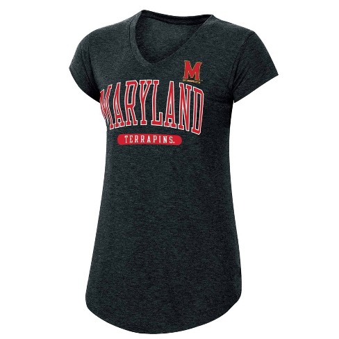 Ncaa Maryland Terrapins Women S Short Sleeve V Neck Black T Shirt Xl Target