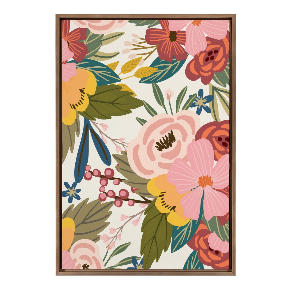 Photos - Other Decoration 23" x 33" Slyvie Softly Framed Canvas Wall Art by Mia Charro Gold - Kate and Laurel: Modern Botanical Screen Print, Sawtooth