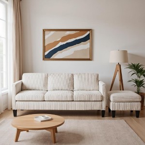 MAYEERTY L Shaped Sofa with Padded Corduroy Modern Luxury Appearance for Living Room Off-White - 1 of 4