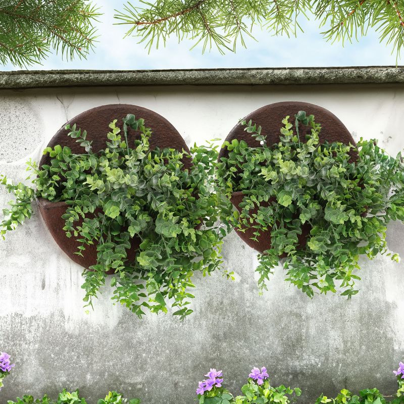 Sunnydaze Indoor/Outdoor Round Polyresin Wall-Mounted Flower Pot Planter - 12", 2 of 10