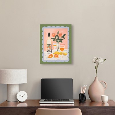 Retro Summer Drinks Canvas Wall Art, 16" x 20", Green and Pink