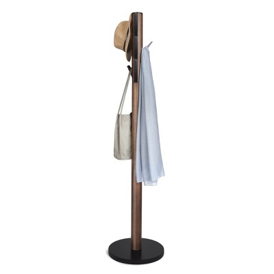 Flapper Sleek Black/Walnut 9-Hook Freestanding Coat Rack