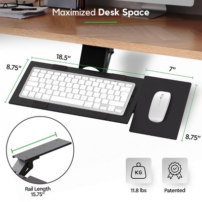 Adjustable Black Steel Under-Desk Keyboard Tray with Mouse Pad