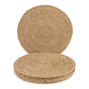 REGALWOVEN Farmhouse Placemats Set of 6 Straw Woven Placemats for Dining Table Decor Indoor Outdoor Kitchen Table Mat - 1 of 4
