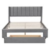 Whisen Modern Design Velvet Upholstered Platform Bed with Storage Drawer - 4 of 4
