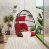 Infurnic Patio Swings, Hammock Hanging Swinging Chair with Seat Cushions, Outdoor Swing Egg Chair for Balcony Backyard Garden, Red, 28.5"*28.7"*40.6" - 2 of 4