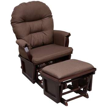 HOMCOM Nursery Glider Rocking Chair with Ottoman, Thick Padded Cushion Seating and Wood Base