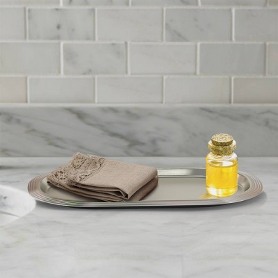 Brushed Pewter Metal Freestanding Organizer Tray