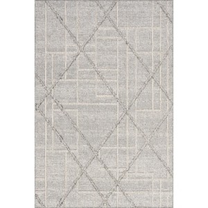 Nuloom Crissy Geometric 5x8 Indoor/Outdoor Area Rug for Living Room Patio Deck Front Porch Kitchen, Grey/Ivory - 1 of 4