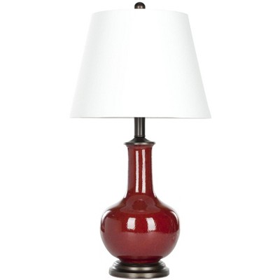 Carolanne Red Ceramic Gourd Table Lamp Set with White Shade