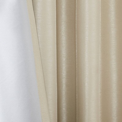 Champagne Faux Silk Blackout Tab Top Curtain Panel