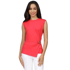 Michael Kors Womens Ring-Trim Twist-Front Sleeveless Blouse Top, Red, P/PS - 1 of 1