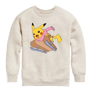 Boys' - Pokémon - Pikachu Sledding Graphic Long Sleeve Fleece Sweatshirt - 1 of 4