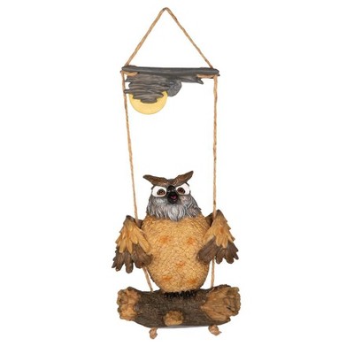 Howie the Hoot Owl Swinging Resin Sculpture for Halloween