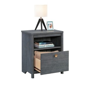 Vynxaria Modern Night Stand - Blue & Gray Finish, Spacious Top, Smooth-Glide Drawer, Open Shelf, Compact, Durable, Easy Assembly - 1 of 4