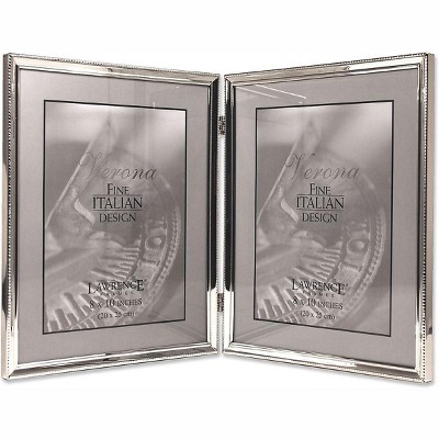 Lawrence Frames 8" x 10" Metal Silver Hinged Double Picture Frame with Beads 11680D