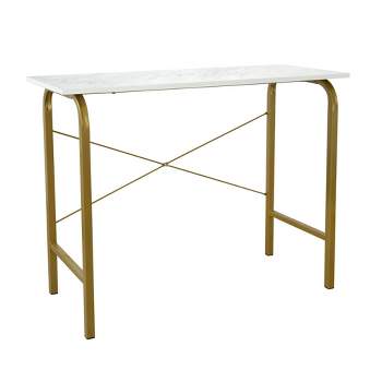 40" Home Office Computer Desk with Metal Base Marble/Brass - Teamson Home