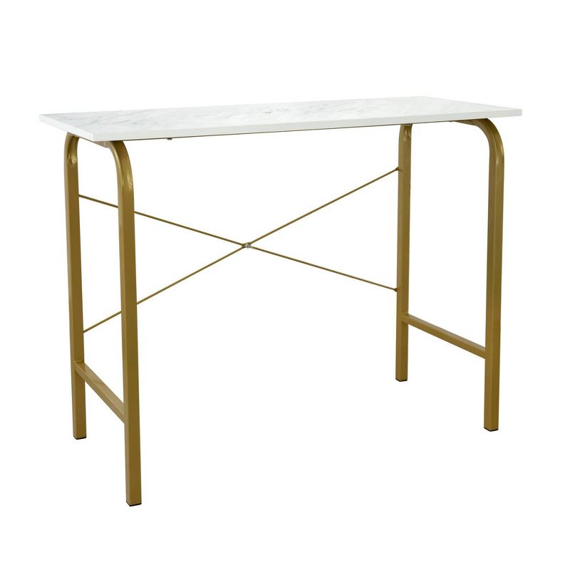 40&#34; Home Office Computer Desk with Metal Base Marble/Brass - Teamson Home, 1 of 11