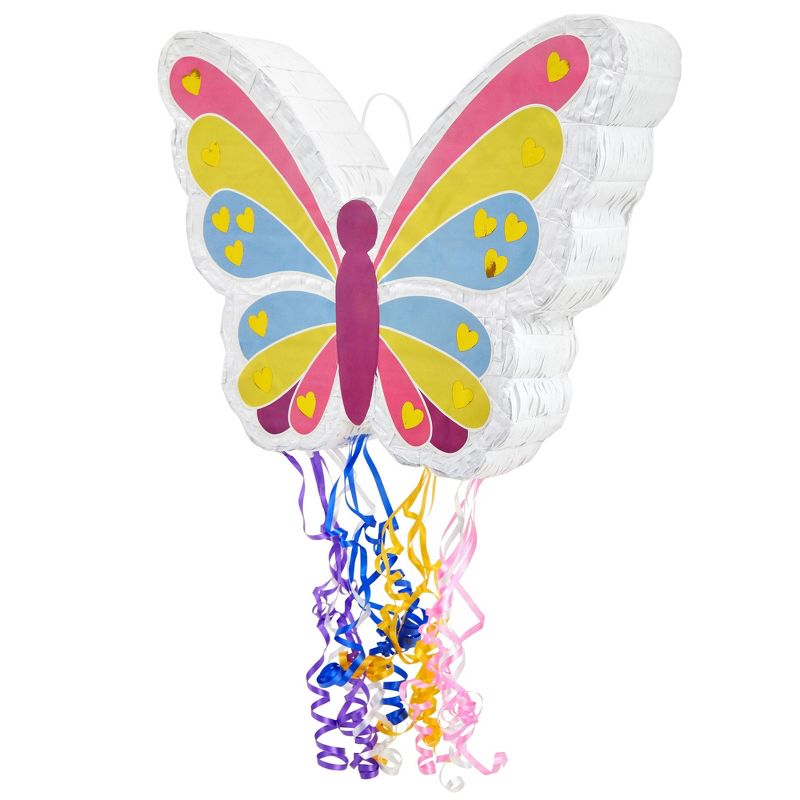 Blue Panda Small Pull String Butterfly Pinata, Fairy Party Decorations, 16.5 x 13.0 x 3.0 in, 4 of 9