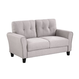 LOVMOR 57.5" Modern Living Room Loveseat Linen Upholstered Couch Furniture - 1 of 4